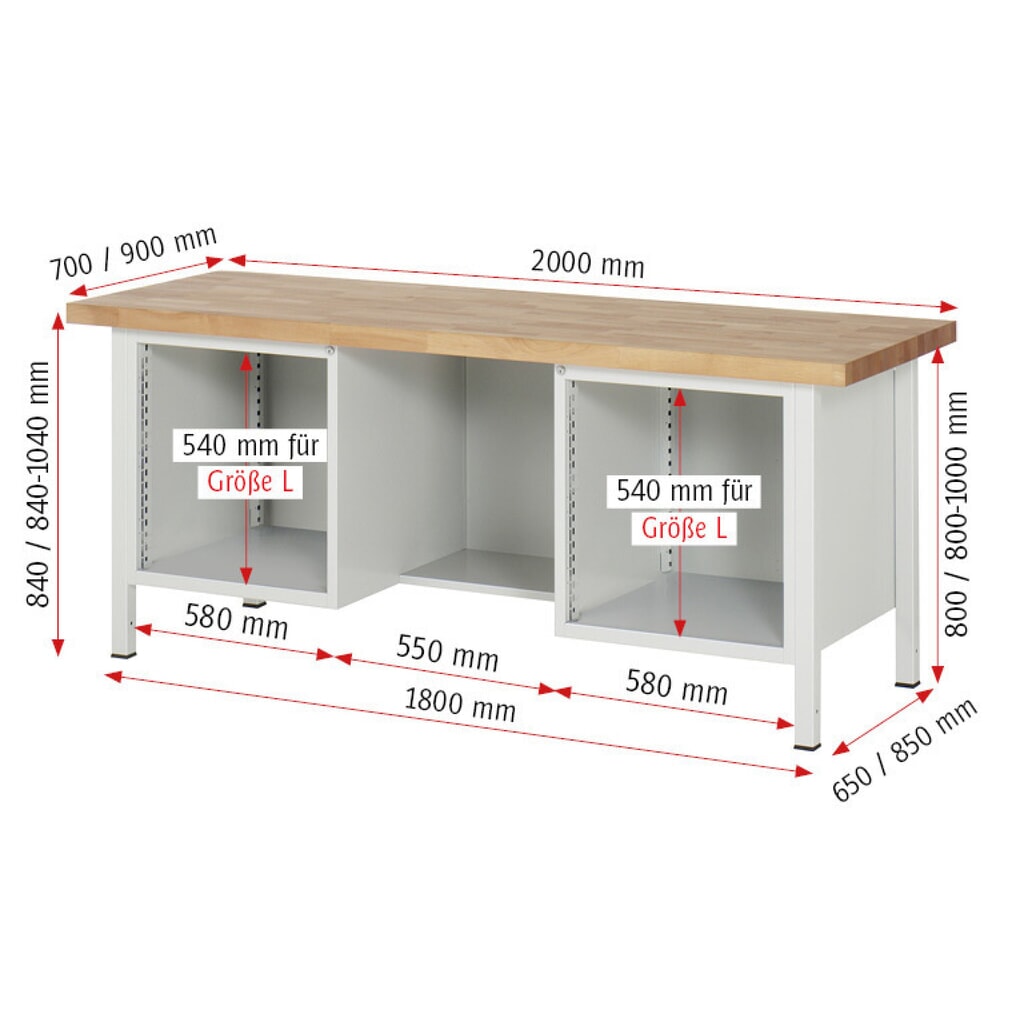 Pracovní stůl RAU řada 8000, 2 kontejnery, 1 křídlové dveře, VxŠxH 840 x 2000 x 700 mm, 2x zásuvka Číslo obrázku produktu 8: Pracovní stůl RAU řada 8000, 2 kontejnery, 1 křídlové dveře, VxŠxH 840 x 2000 x 700 mm, 2x zásuvka