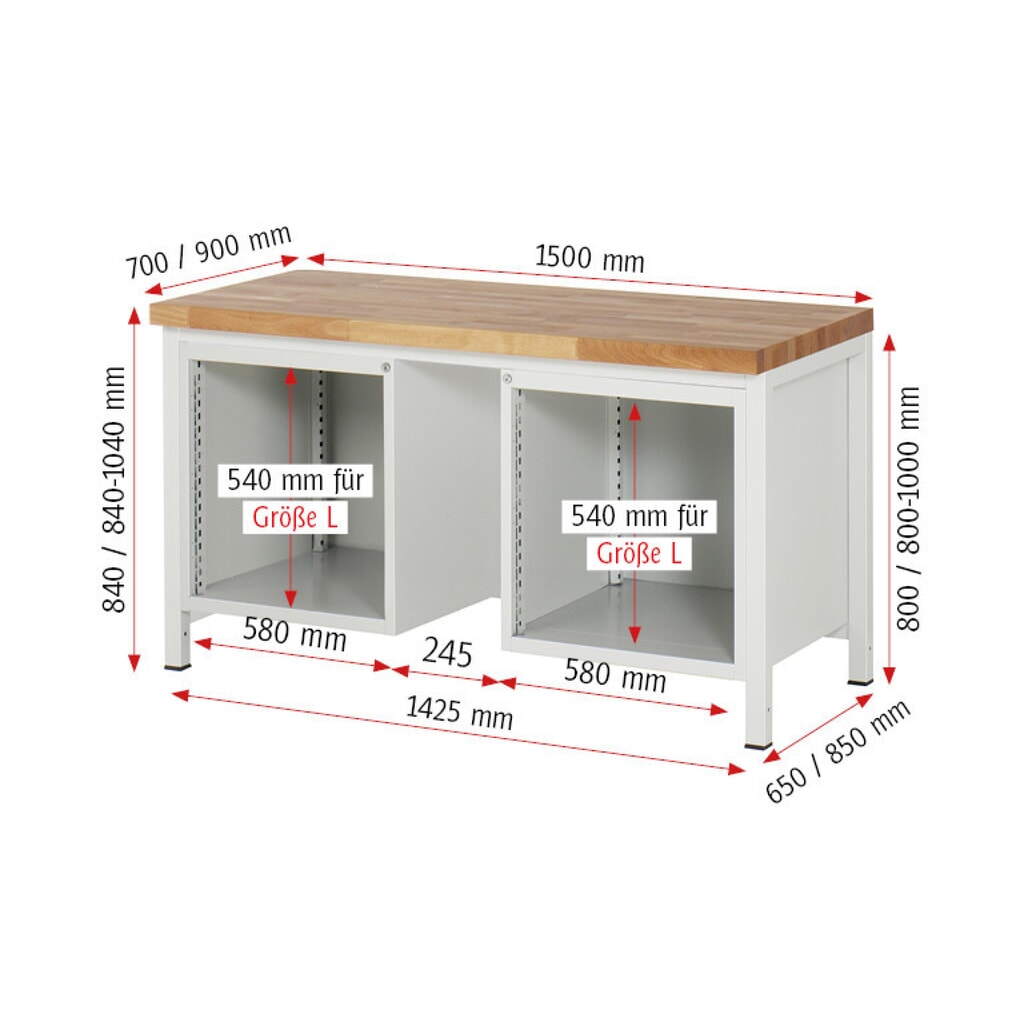 Pracovní stůl RAU řada 8000, 2 kontejnery, VxŠxH 840-1040 x 1500 x 700 mm, 10x zásuvka s výsuvem 90 %, 4 x 60, 2 x 120, 4 x 150 mm Číslo obrázku produktu 7: Pracovní stůl RAU řada 8000, 2 kontejnery, VxŠxH 840-1040 x 1500 x 700 mm, 10x zásuvka s výsuvem 90 %, 4 x 60, 2 x 120, 4 x 150 mm