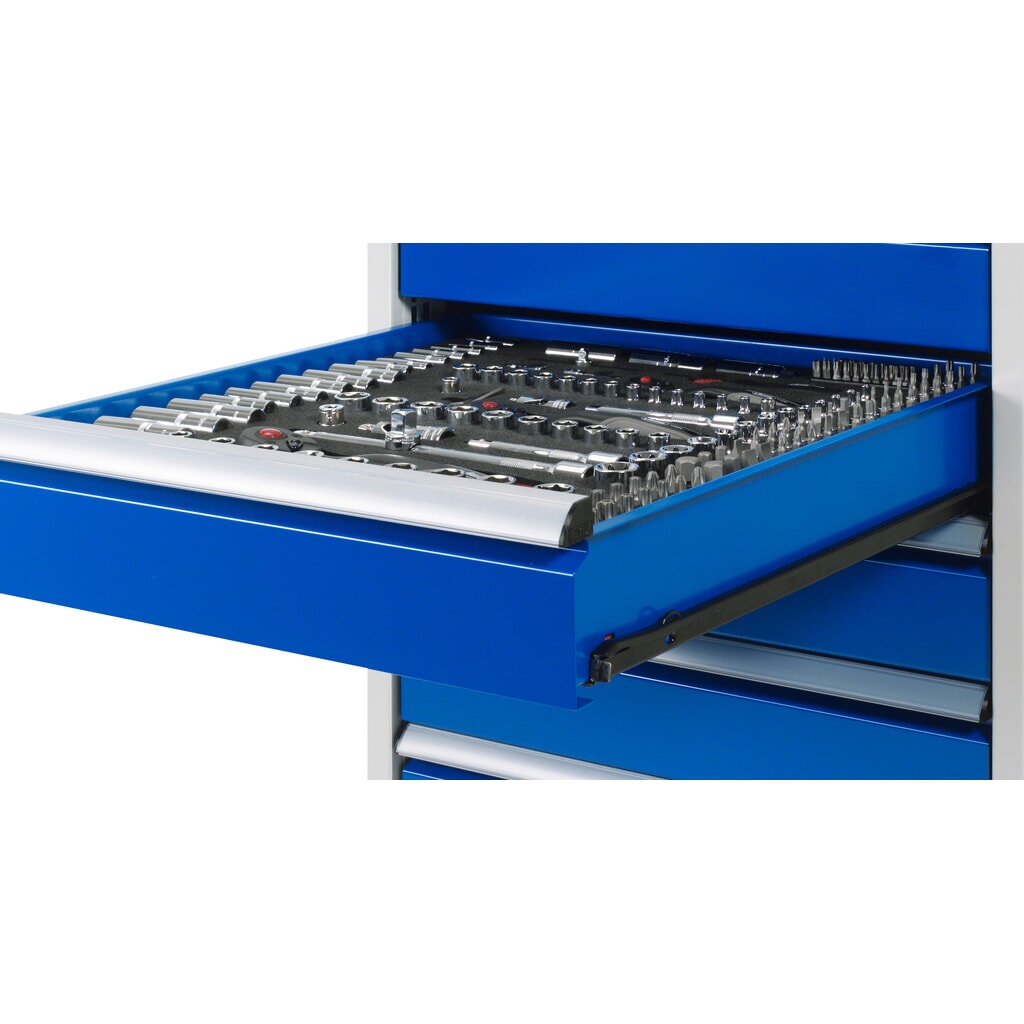 Číslo obrázku produktu 4: Mobilní pracovní stůl RAU řady 8000, V×Š×H 880 × 750 × 700 mm, 1 spodní kontejner, 3 zásuvky