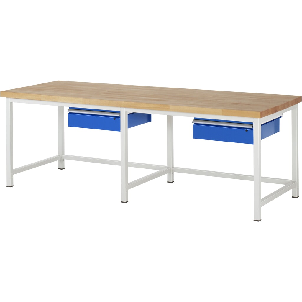 Obrázek produktu: Pracovní stůl RAU řada 8000, V×Š×H 840-1040 × 2500 × 900 mm, 2 zásuvky