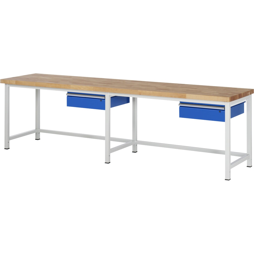 Obrázek produktu: Pracovní stůl RAU řada 8000, V×Š×H 840-1040 × 3000 × 700 mm, 2 zásuvky