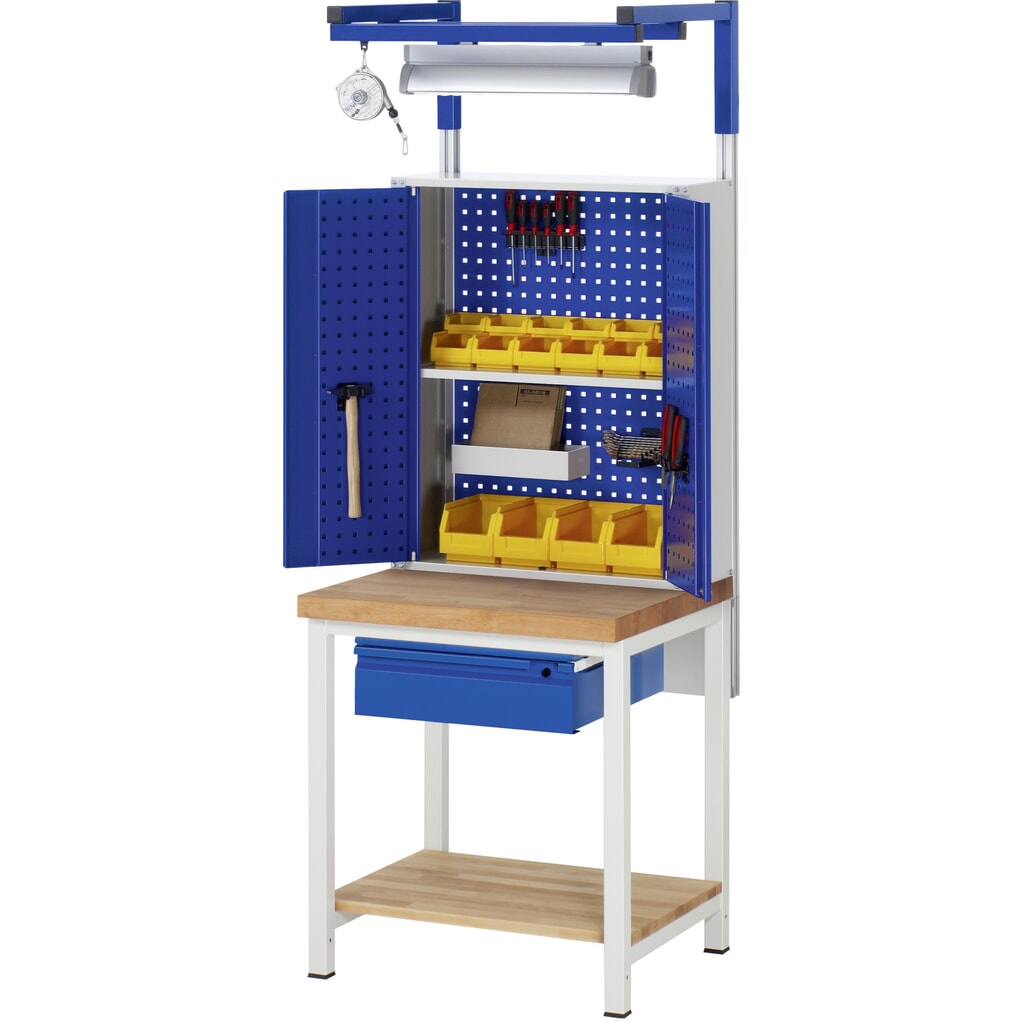 Pracovní stůl RAU řada 8000, pracovní deska z bukového masivu, tloušťka 40 mm, VxŠxH 840 x 750 x 700 mm, 1 zásuvka, 1 odkládací police hloubka 557 mm Číslo obrázku produktu 6: Pracovní stůl RAU řada 8000, pracovní deska z bukového masivu, tloušťka 40 mm, VxŠxH 840 x 750 x 700 mm, 1 zásuvka, 1 odkládací police hloubka 557 mm