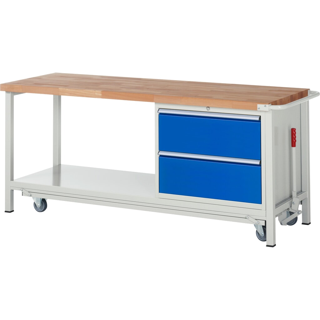 Pracovní stůl RAU řada 8000 se zapuštěným pojezdem, 1 kontejner, 1 odkládací police, VxŠxH 880 x 2000 x 700 mm, 2x zásuvka s výsuvem 100 % Obrázek produktu: Pracovní stůl RAU řada 8000 se zapuštěným pojezdem, 1 kontejner, 1 odkládací police, VxŠxH 880 x 2000 x 700 mm, 2x zásuvka s výsuvem 100 %