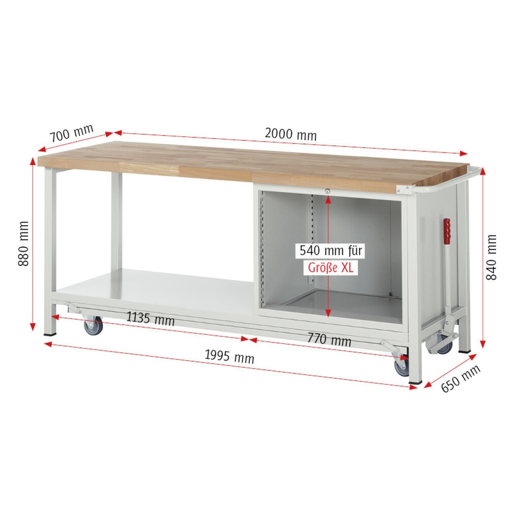 Pracovní stůl RAU řada 8000 se zapuštěným pojezdem, 1 kontejner, 1 odkládací police, VxŠxH 880 x 2000 x 700 mm, 2x zásuvka s výsuvem 100 % Číslo obrázku produktu 9: Pracovní stůl RAU řada 8000 se zapuštěným pojezdem, 1 kontejner, 1 odkládací police, VxŠxH 880 x 2000 x 700 mm, 2x zásuvka s výsuvem 100 %