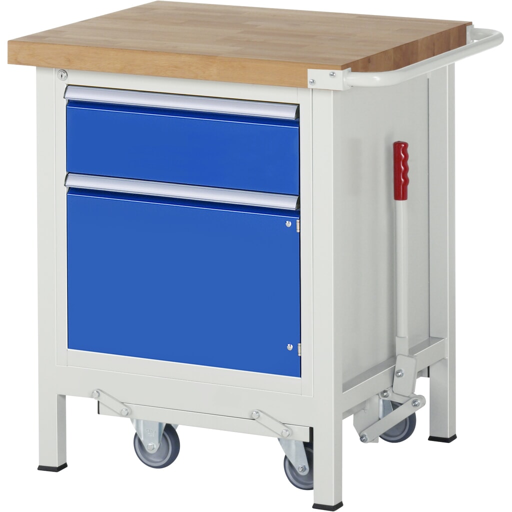 Pracovní stůl RAU s podvozkem řady 8000, V׊×H 880 × 750 × 700 mm, 1 spodní kontejner, 1 zásuvka a 1 křídlové dveře Obrázek produktu: Pracovní stůl RAU s podvozkem řady 8000, V׊×H 880 × 750 × 700 mm, 1 spodní kontejner, 1 zásuvka a 1 křídlové dveře
