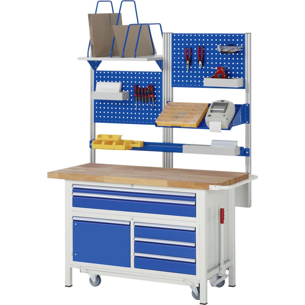Číslo obrázku produktu 6: Pracovní stůl RAU řada 8000 se zapuštěným pojezdem, 1x trojitý kontejner, VxŠxH 920 x 1250 x 700 mm, 5x zásuvka, 1 křídlové dveře