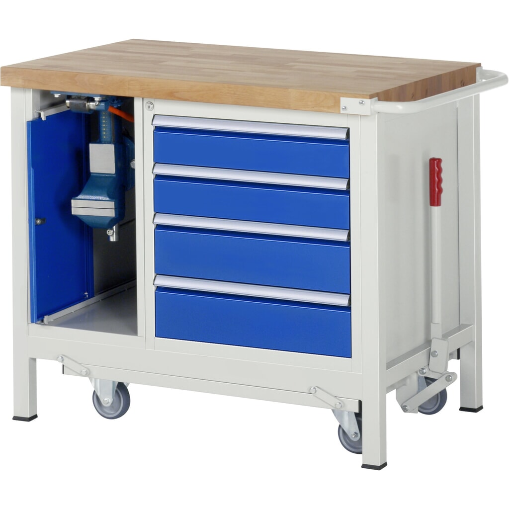 Číslo obrázku produktu 10: Pracovní stůl RAU řada 8000 se zapuštěným pojezdem, 2 kontejnery, VxŠxH 880 x 1000 x 700 mm, 3x zásuvka s výsuvem 90 %