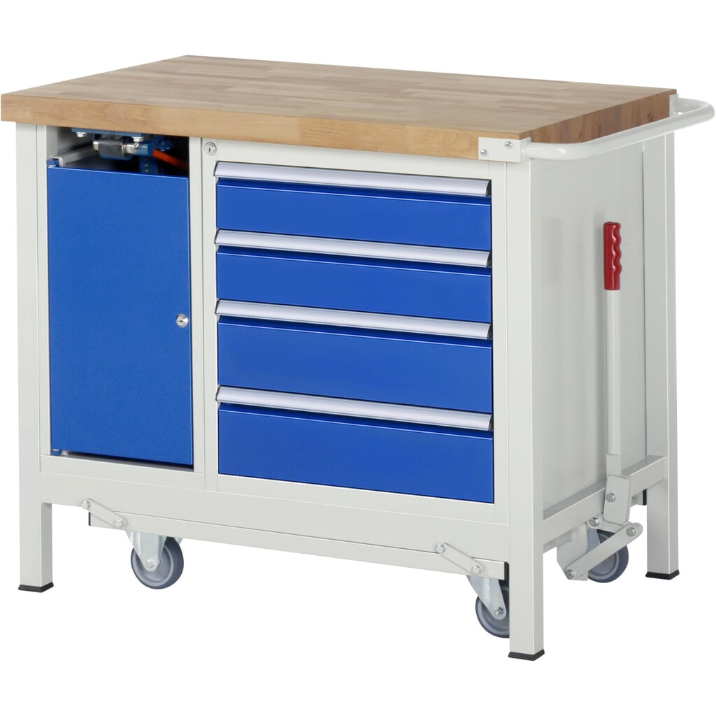 Číslo obrázku produktu 11: Pracovní stůl RAU řada 8000 se zapuštěným pojezdem, 2 kontejnery, VxŠxH 880 x 1000 x 700 mm, 3x zásuvka s výsuvem 90 %
