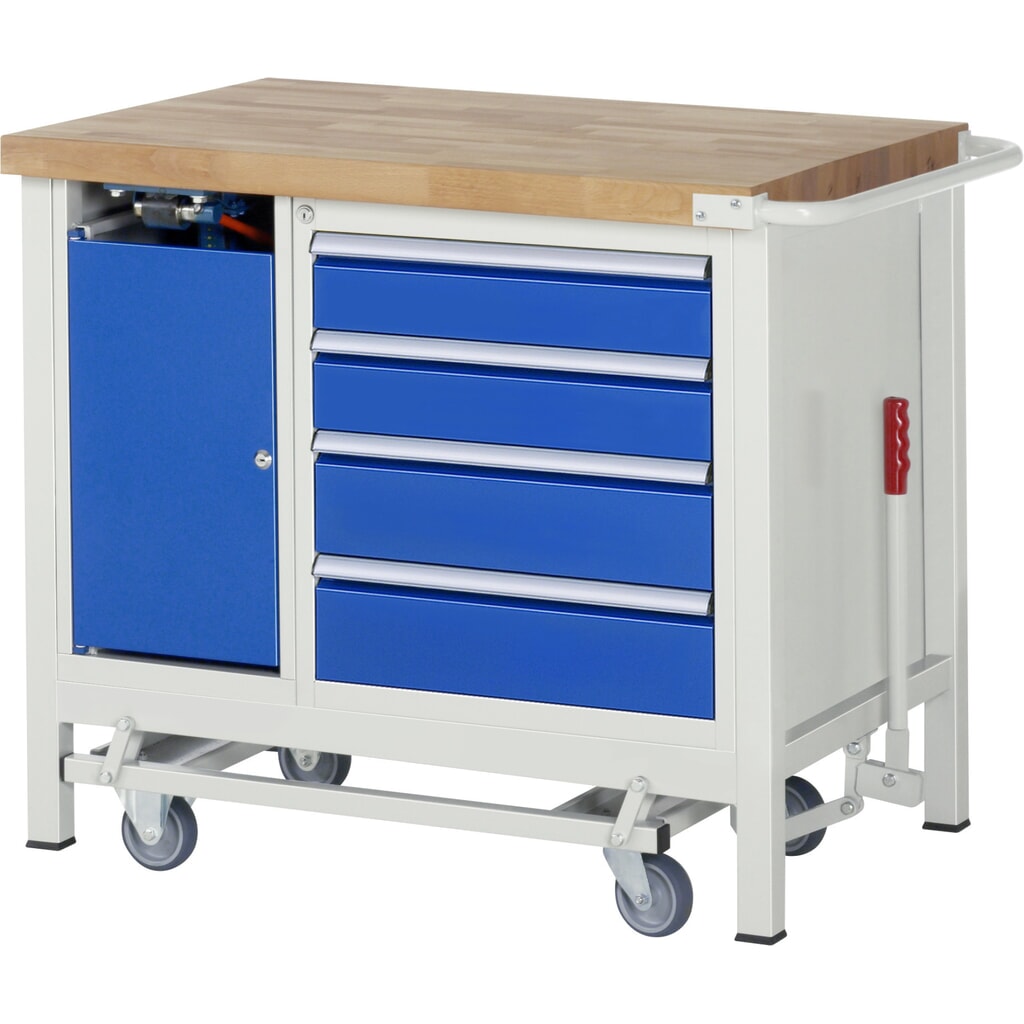 Číslo obrázku produktu 12: Pracovní stůl RAU řada 8000 se zapuštěným pojezdem, 2 kontejnery, VxŠxH 880 x 1000 x 700 mm, 3x zásuvka s výsuvem 90 %