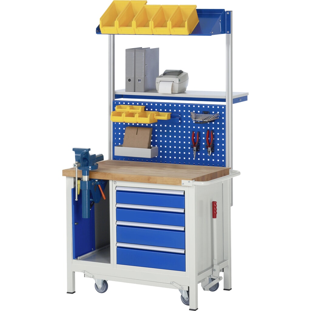 Číslo obrázku produktu 13: Pracovní stůl RAU řada 8000 se zapuštěným pojezdem, 2 kontejnery, VxŠxH 880 x 1000 x 700 mm, 3x zásuvka s výsuvem 90 %