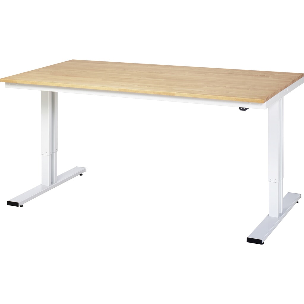 Číslo obrázku produktu 7: Pracovní stůl RAU s elektrickým nastavením výšky, řada adlatus 300, V×Š×H 720-1120 × 1250 × 800 mm, pracovní deska z bukového masivu