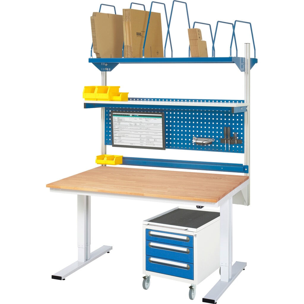 Číslo obrázku produktu 9: Pracovní stůl RAU s elektrickým nastavením výšky, řada adlatus 300, V×Š×H 720-1120 × 1250 × 800 mm, pracovní deska z bukového masivu
