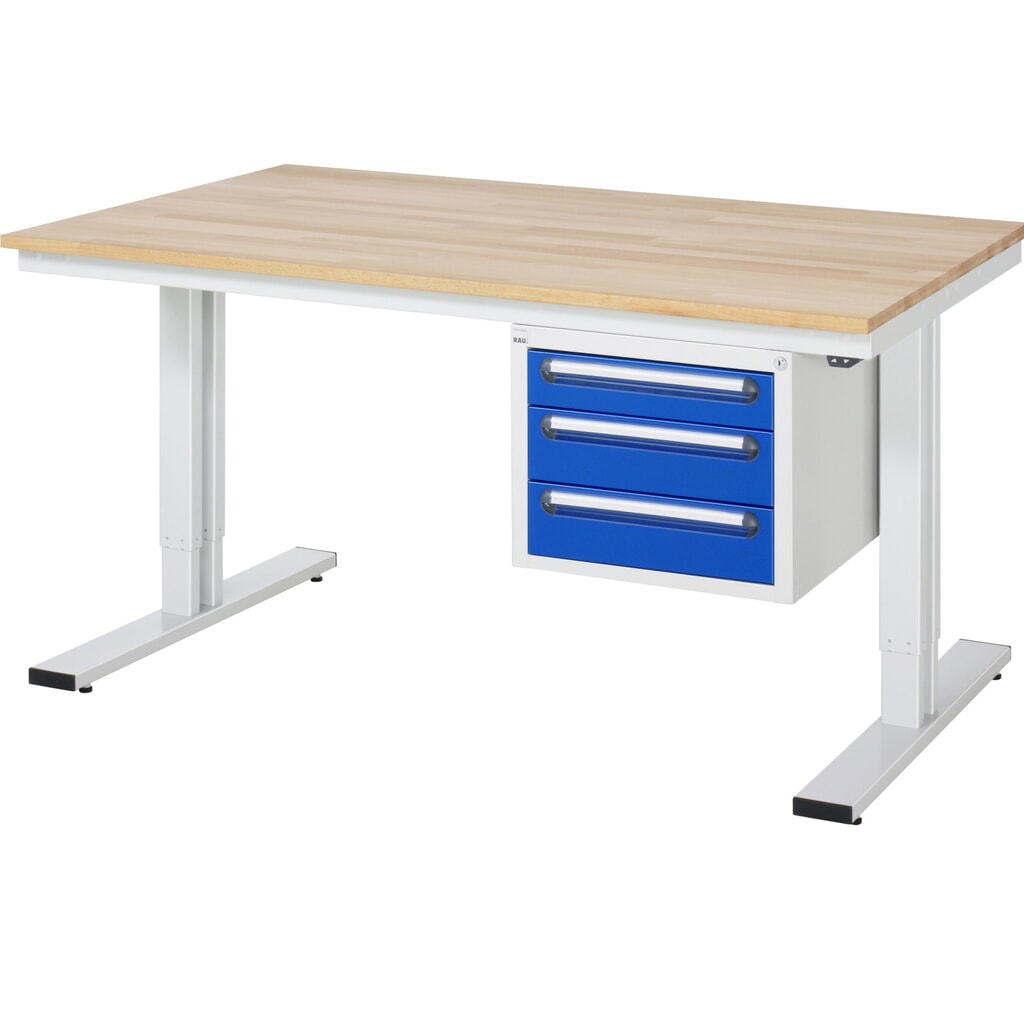 Číslo obrázku produktu 10: Pracovní stůl RAU s elektrickým nastavením výšky, řada adlatus 300, V×Š×H 720-1120 × 1250 × 800 mm, pracovní deska z bukového masivu