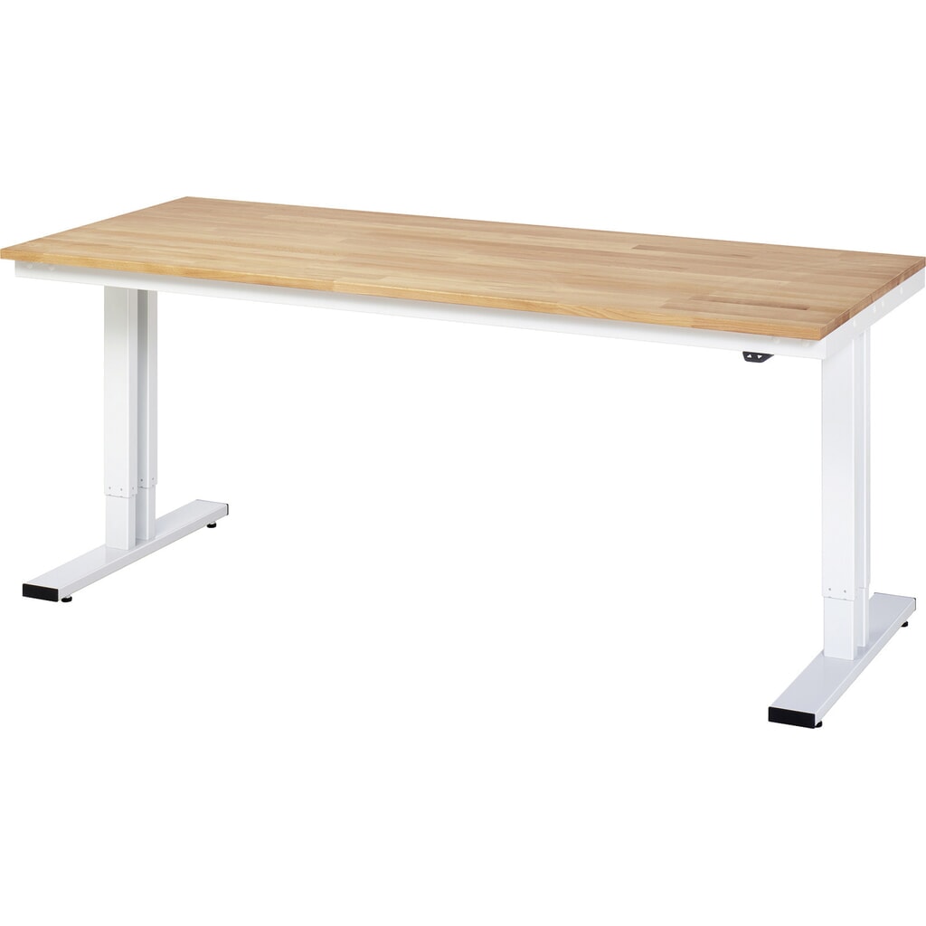 Obrázek produktu: Pracovní stůl RAU s elektrickým nastavením výšky, řada adlatus 300, V×Š×H 720-1120 × 2000 × 800 mm, pracovní deska z bukového masivu
