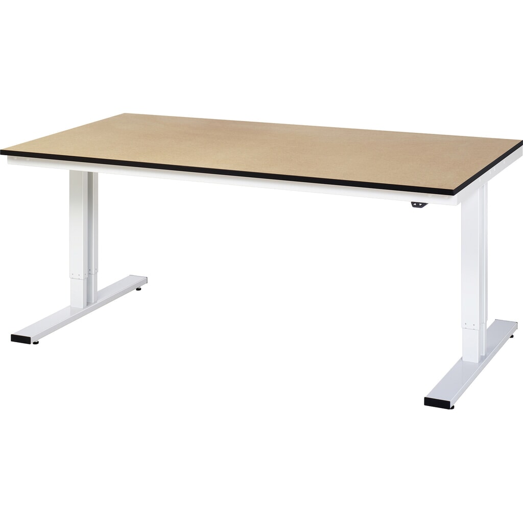 Pracovní stůl RAU s elektrickým nastavením výšky, řada adlatus 300, V׊×H 720-1120 × 2000 × 1000 mm, pracovní deska MDF Obrázek produktu: Pracovní stůl RAU s elektrickým nastavením výšky, řada adlatus 300, V׊×H 720-1120 × 2000 × 1000 mm, pracovní deska MDF