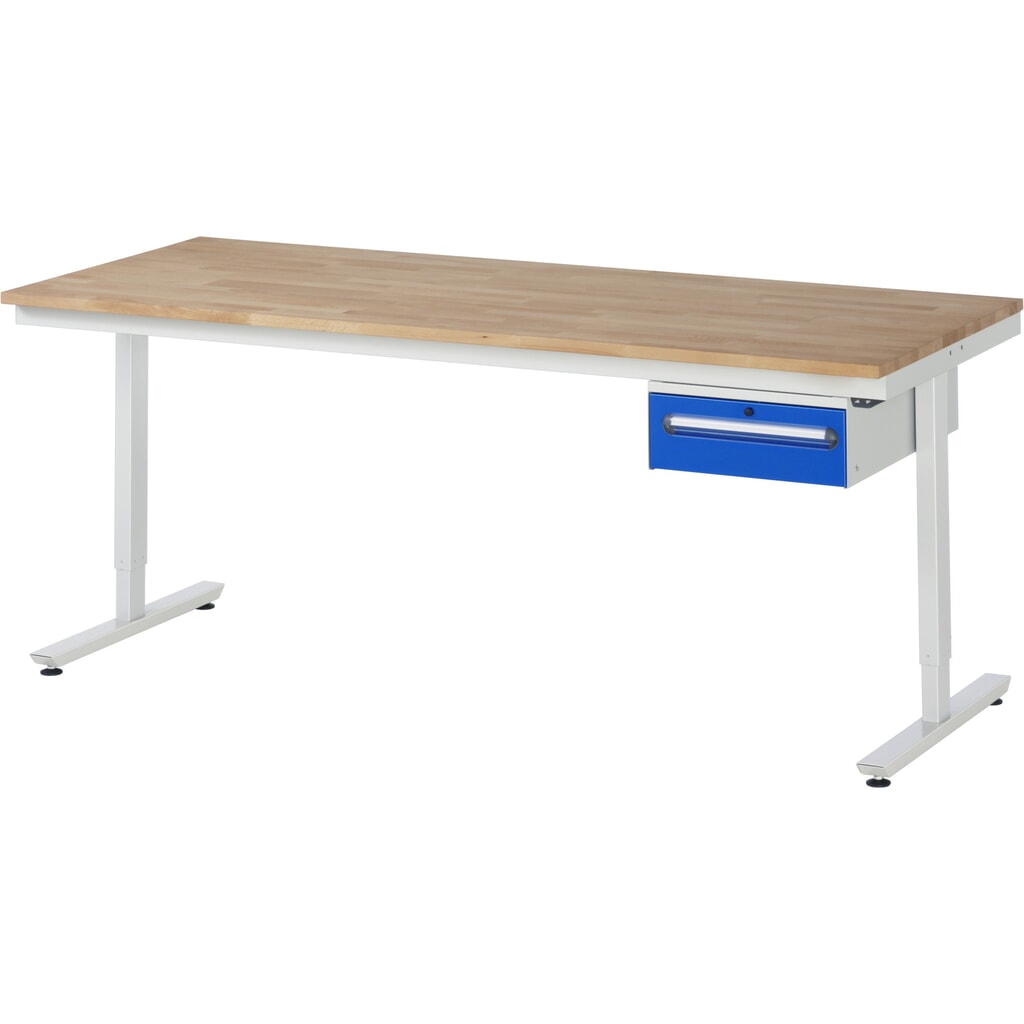 Číslo obrázku produktu 7: Pracovní stůl RAU s elektrickým nastavením výšky, řada adlatus 300, VxŠxH 720-1120 x 1000 x 800 mm, pracovní deska z bukového masivu