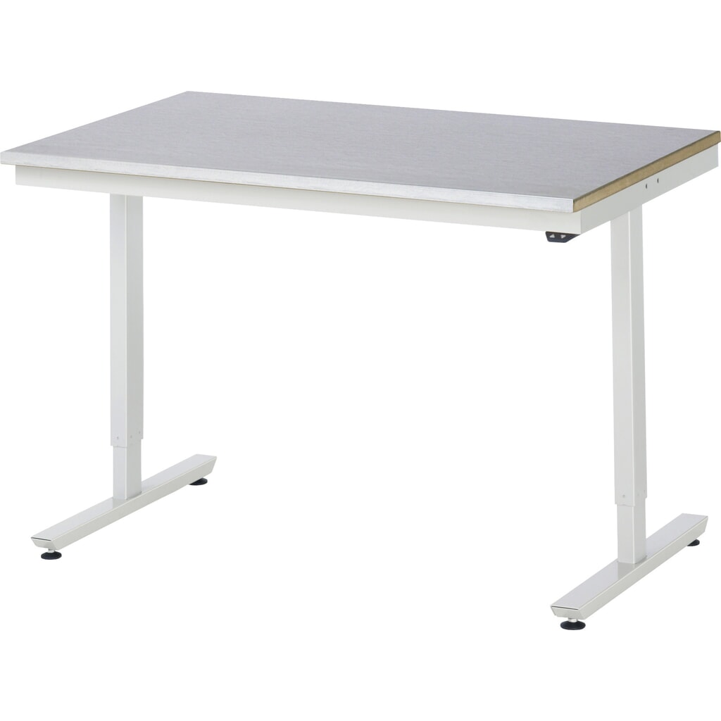 Obrázek produktu: Pracovní stůl RAU s elektrickým nastavením výšky, řada adlatus 300, VxŠxH 720-1120 x 1250 x 800 mm, pracovní deska s povrchem z nerezové oceli