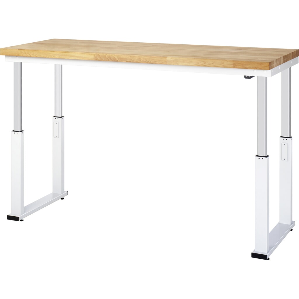 Číslo obrázku produktu 6: Pracovní stůl RAU s elektrickým nastavením výšky, řada adlatus 600, V×Š×H 740-1140 × 2000 × 700 mm, pracovní deska z bukového masivu