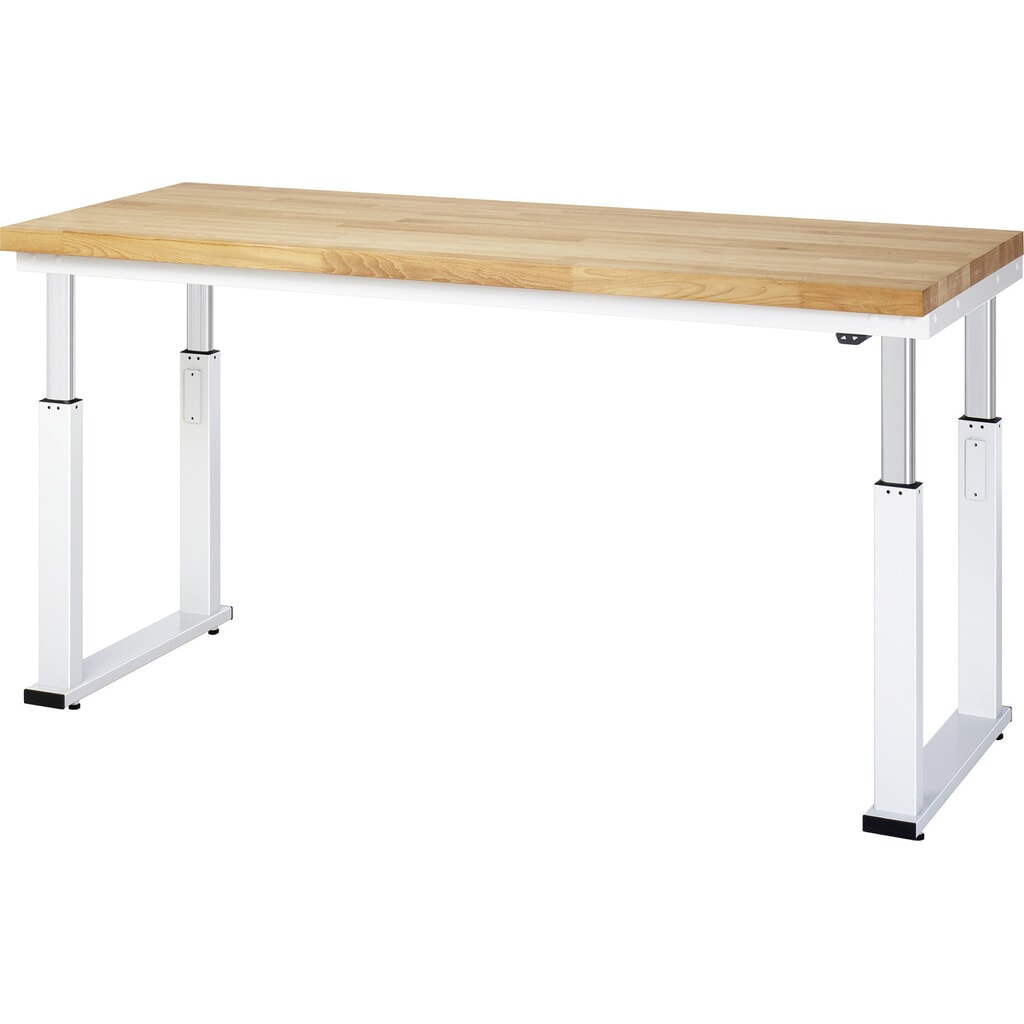 Číslo obrázku produktu 7: Pracovní stůl RAU s elektrickým nastavením výšky, řada adlatus 600, V×Š×H 740-1140 × 2000 × 700 mm, pracovní deska z bukového masivu