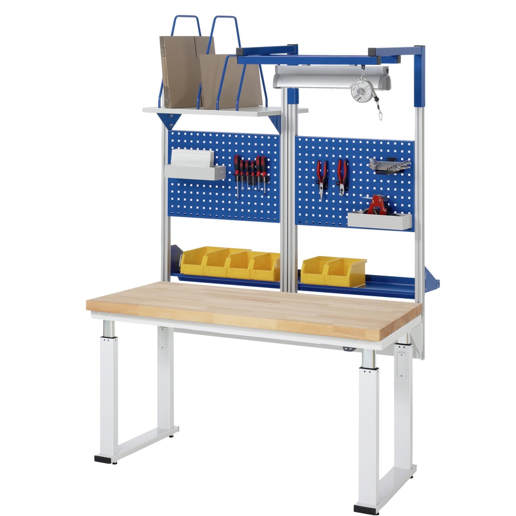 Pracovní stůl RAU s elektrickým nastavením výšky, řada adlatus 600, V׊×H 740-1140 × 2000 × 700 mm, pracovní deska z bukového masivu Číslo obrázku produktu 8: Pracovní stůl RAU s elektrickým nastavením výšky, řada adlatus 600, V׊×H 740-1140 × 2000 × 700 mm, pracovní deska z bukového masivu