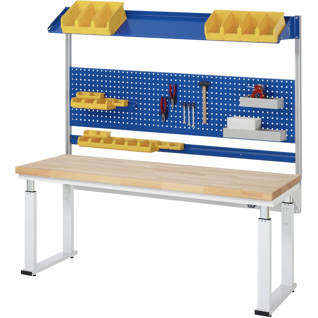Číslo obrázku produktu 9: Pracovní stůl RAU s elektrickým nastavením výšky, řada adlatus 600, V×Š×H 740-1140 × 2000 × 700 mm, pracovní deska z bukového masivu