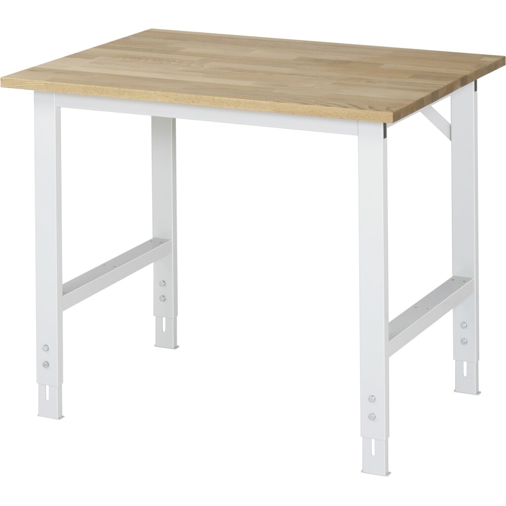 Obrázek produktu: Pracovní stůl RAU ve výškově nastavitelném provedení, řada TOM, V×Š×H 760-1080 × 1000 × 800 mm, pracovní deska masivní buk