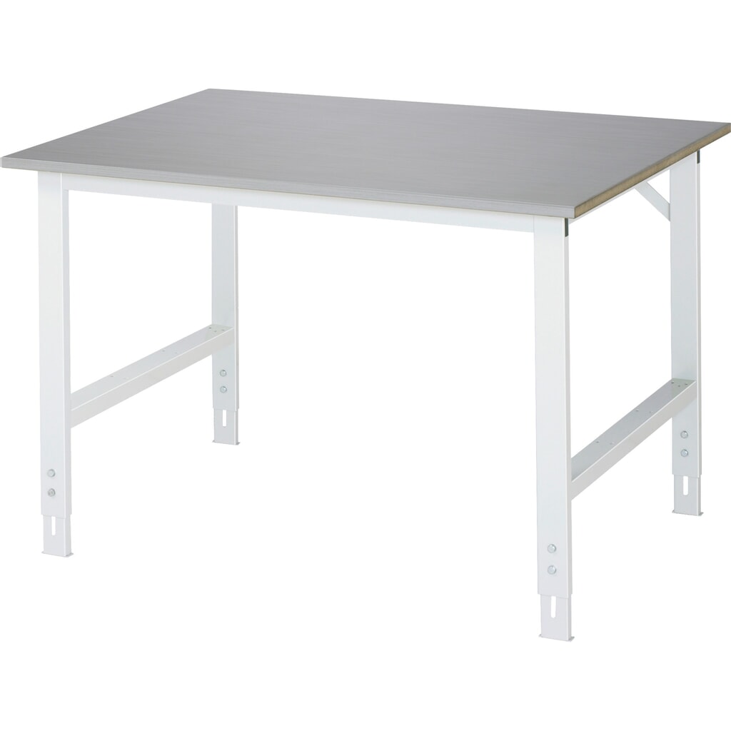 Obrázek produktu: Pracovní stůl RAU ve výškově nastavitelném provedení, řada TOM, V×Š×H 760-1080 × 1250 × 1000 mm, pracovní deska z plechu z nerezové oceli