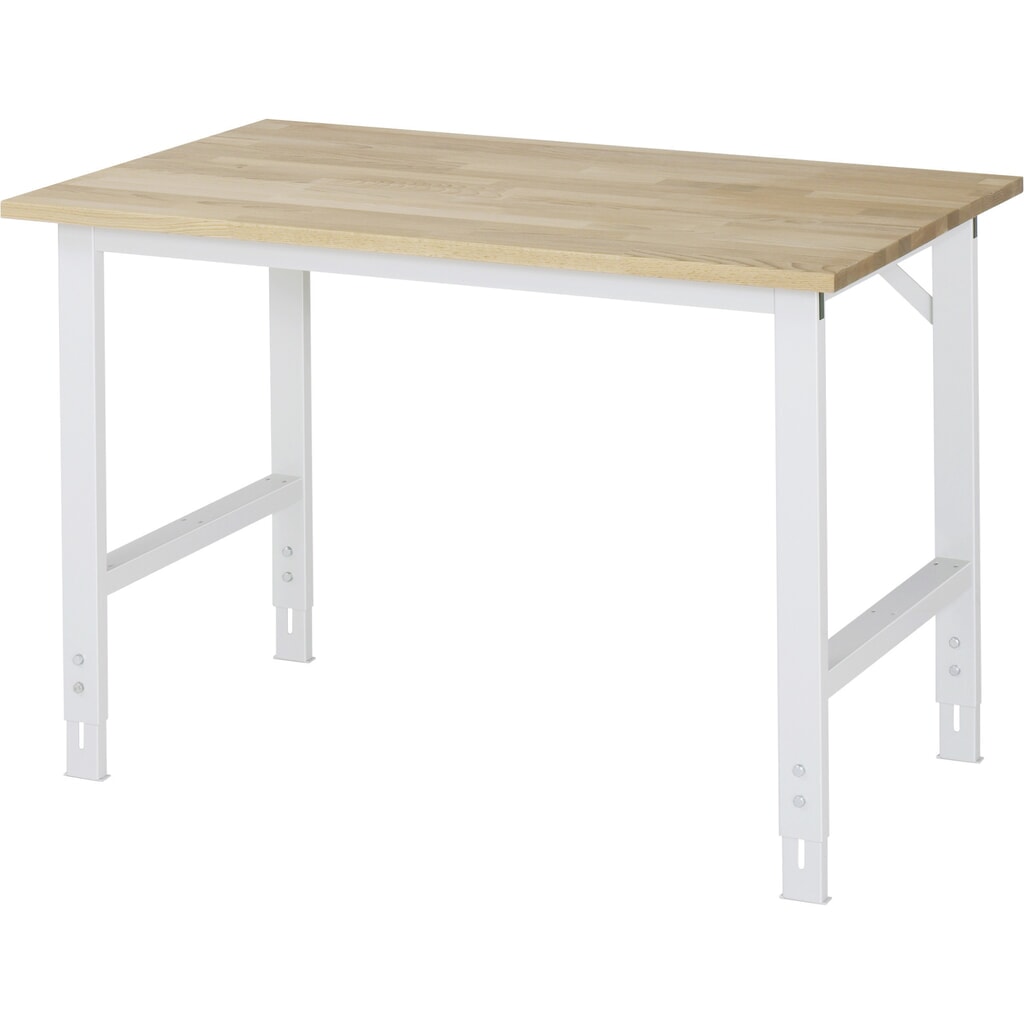 Pracovní stůl RAU ve výškově nastavitelném provedení, řada TOM, V׊×H 760-1080 × 1250 × 800 mm, pracovní deska masivní buk Obrázek produktu: Pracovní stůl RAU ve výškově nastavitelném provedení, řada TOM, V׊×H 760-1080 × 1250 × 800 mm, pracovní deska masivní buk