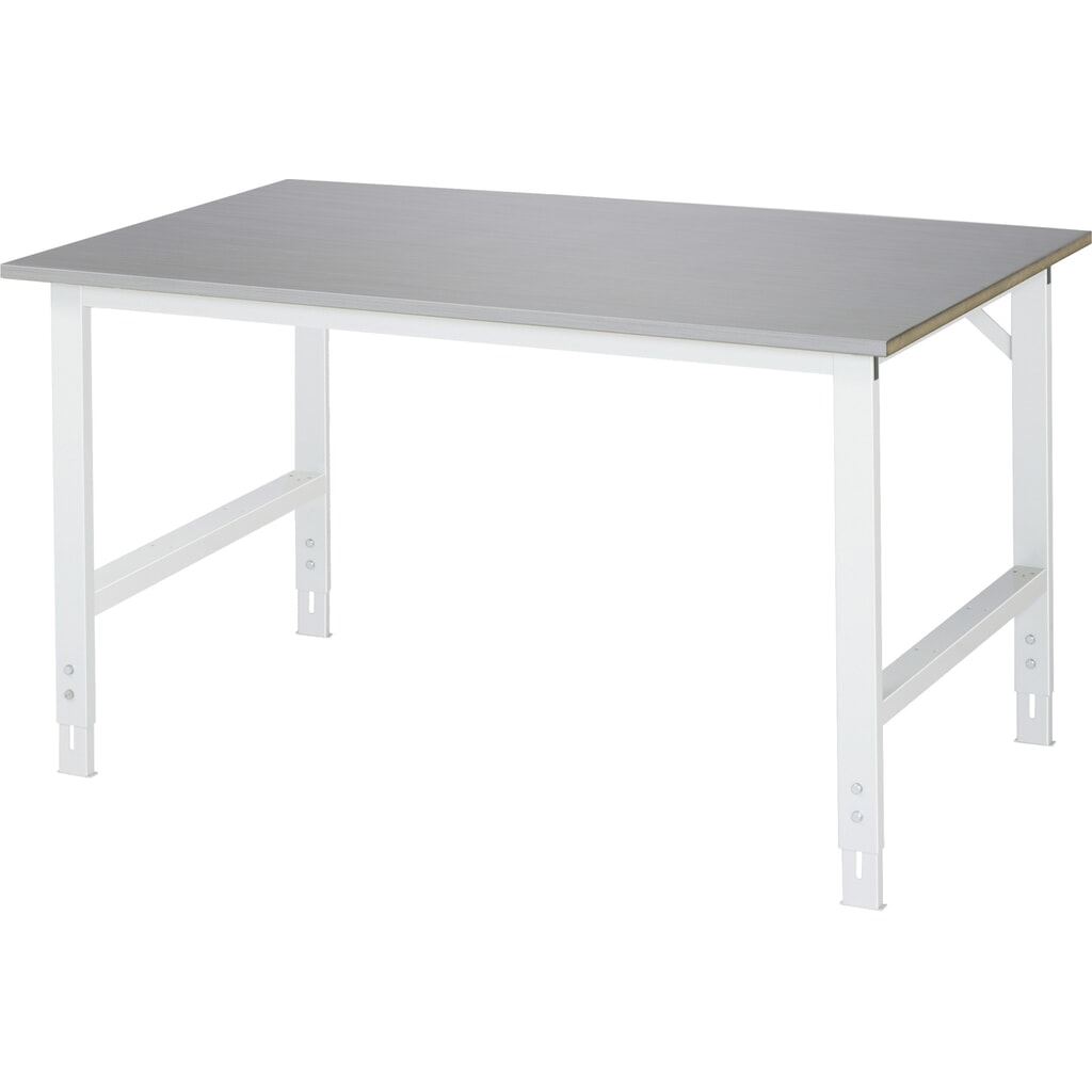 Obrázek produktu: Pracovní stůl RAU ve výškově nastavitelném provedení, řada Tom, V×Š×H 760-1080 × 1500 × 1000 mm, pracovní deska z plechu z nerezové oceli