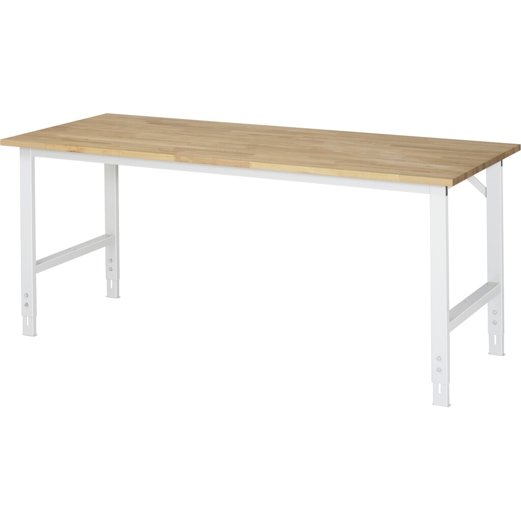 Obrázek produktu: Pracovní stůl RAU ve výškově nastavitelném provedení, řada TOM, V×Š×H 760-1080 × 2000 × 800 mm, pracovní deska masivní buk