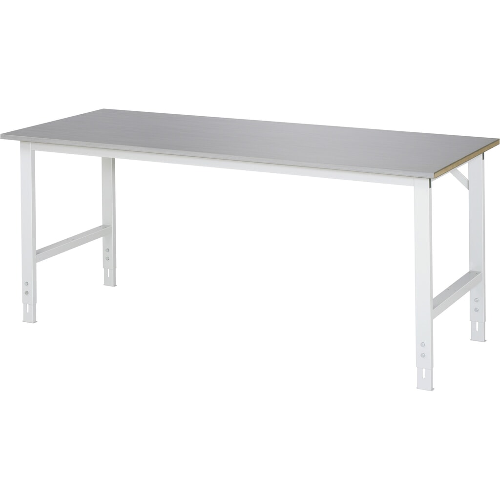 Obrázek produktu: Pracovní stůl RAU ve výškově nastavitelném provedení, řada TOM, V×Š×H 760-1080 × 2000 × 800 mm, pracovní deska z plechu z nerezové oceli