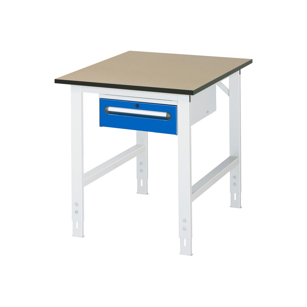 Číslo obrázku produktu 1: Pracovní stůl RAU ve výškově nastavitelném provedení, řada TOM, VxŠxH 760-1080 x 750 x 1000 mm, 1 zásuvka, pracovní deska MDF