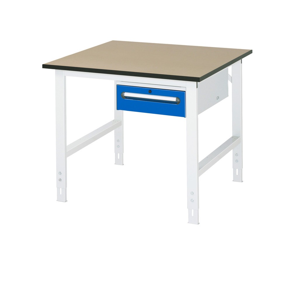 Číslo obrázku produktu 1: Pracovní stůl RAU ve výškově nastavitelném provedení, řada TOM, VxŠxH 760-1080 x 1 000 x 1000 mm, 1 zásuvka, pracovní deska MDF