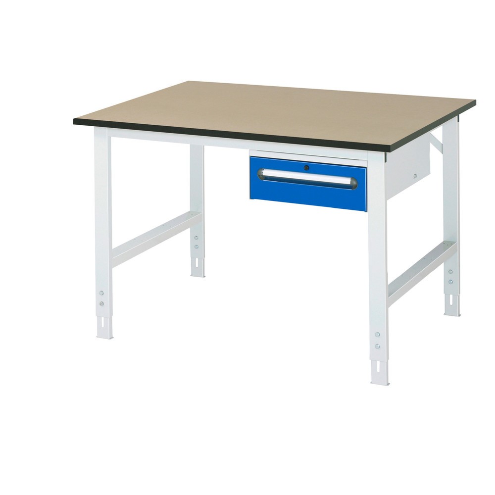 Číslo obrázku produktu 1: Pracovní stůl RAU ve výškově nastavitelném provedení, řada TOM, VxŠxH 760-1080 x 1 250 x 1000 mm, 1 zásuvka, pracovní deska MDF