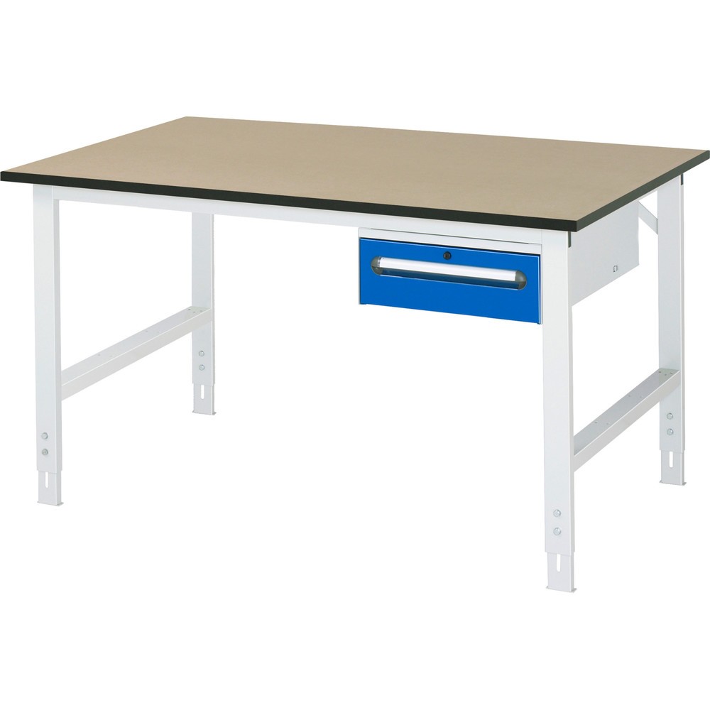 Číslo obrázku produktu 1: Pracovní stůl RAU ve výškově nastavitelném provedení, řada TOM, VxŠxH 760-1080 x 1 500 x 1000 mm, 1 zásuvka, pracovní deska MDF