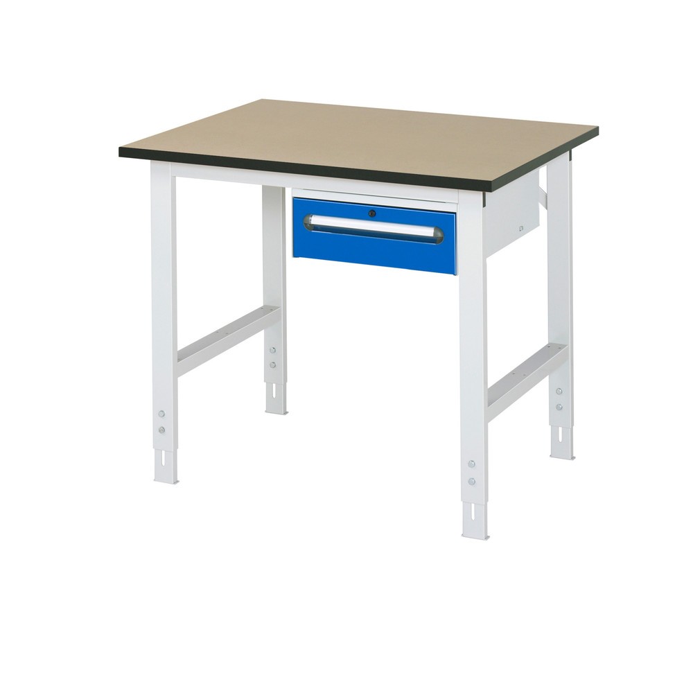 Číslo obrázku produktu 1: Pracovní stůl RAU ve výškově nastavitelném provedení, řada TOM, VxŠxH 760-1080 x 1000 x 800 mm, 1 zásuvka, pracovní deska MDF