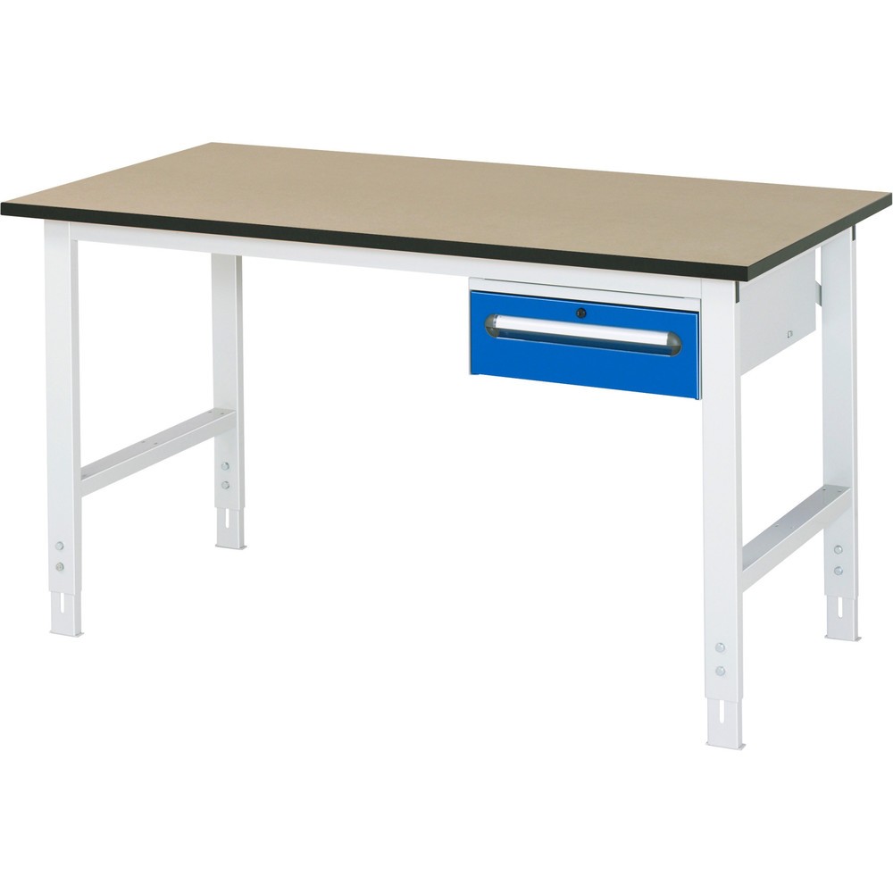 Číslo obrázku produktu 1: Pracovní stůl RAU ve výškově nastavitelném provedení, řada TOM, VxŠxH 760-1080 x 1500 x 800 mm, 1 zásuvka, pracovní deska MDF