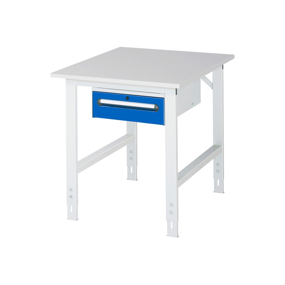 Číslo obrázku produktu 1: Pracovní stůl RAU ve výškově nastavitelném provedení, řada TOM, VxŠxH 760-1080 x 750 x 1000 mm, 1 zásuvka, pracovní deska s melaminovým povrchem