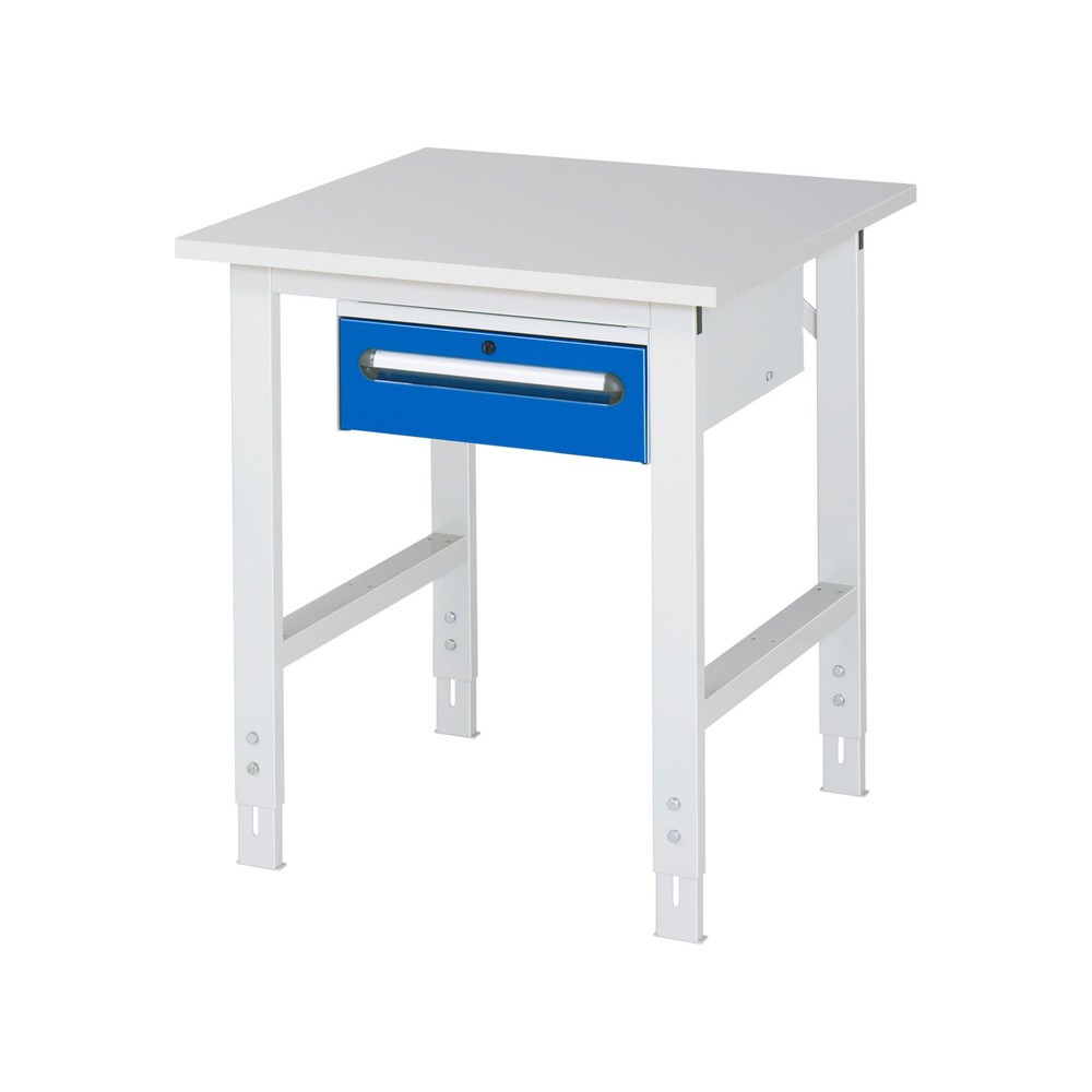 Číslo obrázku produktu 1: Pracovní stůl RAU ve výškově nastavitelném provedení, řada TOM, VxŠxH 760-1080 x 750 x 800 mm, 1 zásuvka, pracovní deska s melaminovým povrchem