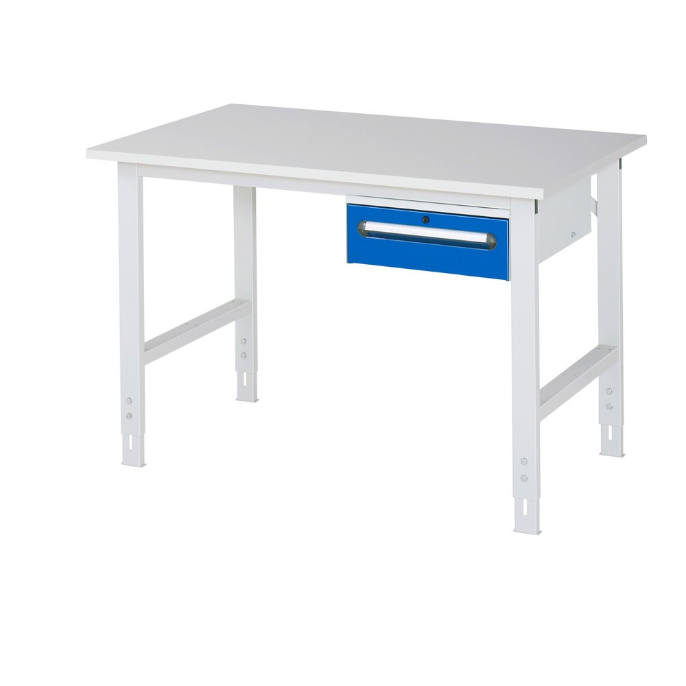 Číslo obrázku produktu 1: Pracovní stůl RAU ve výškově nastavitelném provedení, řada TOM, VxŠxH 760-1080 x 1250 x 800 mm, 1 zásuvka, pracovní deska s melaminovým povrchem