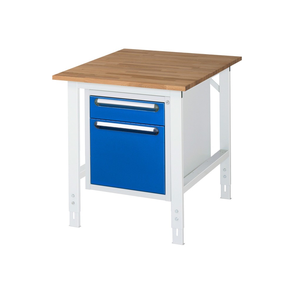 Číslo obrázku produktu 1: Pracovní stůl RAU ve výškově nastavitelném provedení, řada TOM, VxŠxH 760-1 080 x 750 x 1000 mm, 2 zásuvky, pracovní deska z bukového masivu
