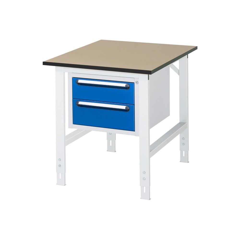 Číslo obrázku produktu 1: Pracovní stůl RAU ve výškově nastavitelném provedení, řada TOM, VxŠxH 760-1080 x 750 x 1000 mm, 2 zásuvky, pracovní deska MDF