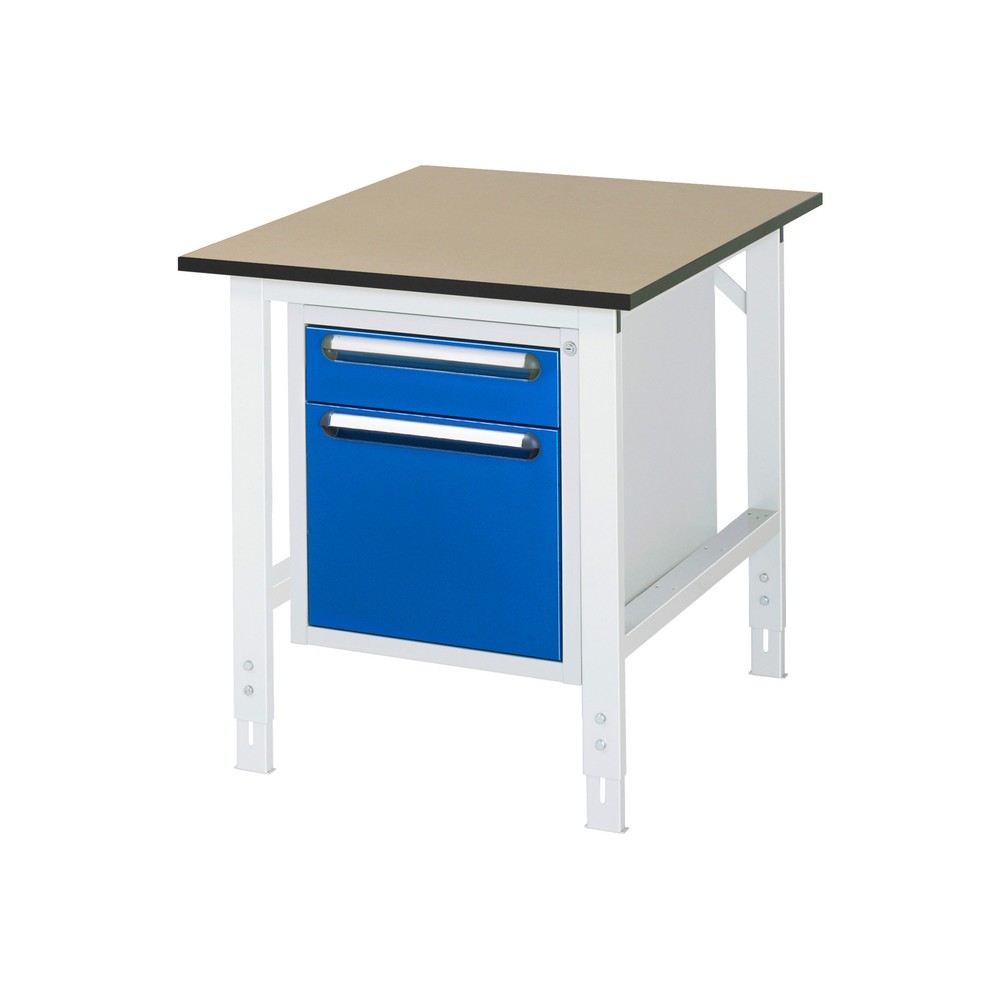 Obrázek produktu: Pracovní stůl RAU ve výškově nastavitelném provedení, řada TOM, VxŠxH 760-1080 x 750 x 1000 mm, 2 zásuvky, pracovní deska MDF