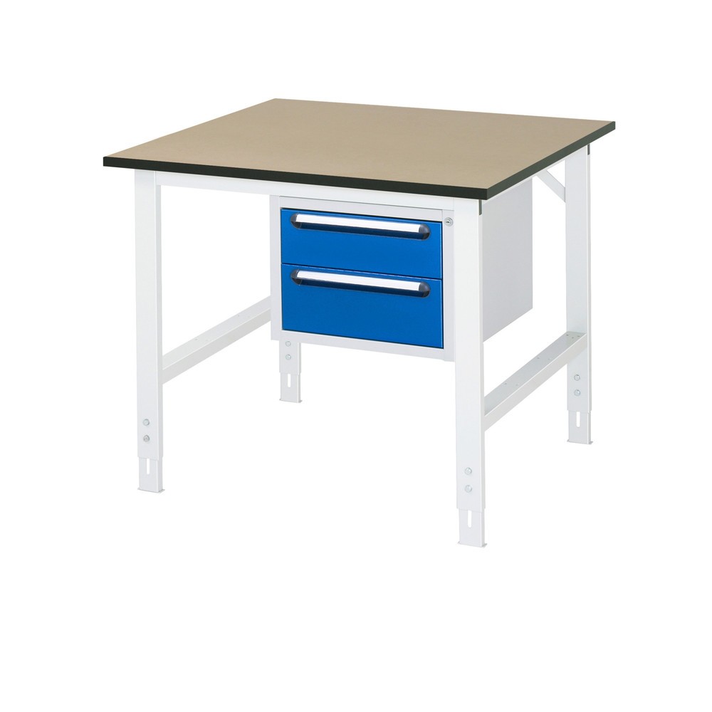 Číslo obrázku produktu 1: Pracovní stůl RAU ve výškově nastavitelném provedení, řada TOM, VxŠxH 760-1080 x 1 000 x 1000 mm, 2 zásuvky, pracovní deska MDF