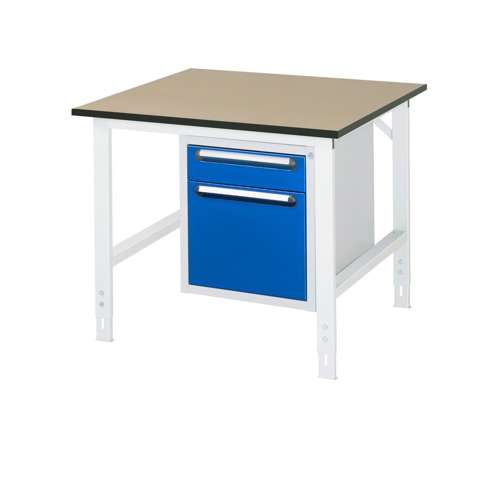 Číslo obrázku produktu 1: Pracovní stůl RAU ve výškově nastavitelném provedení, řada TOM, VxŠxH 760-1080 x 1 000 x 1000 mm, 2 zásuvky, pracovní deska MDF