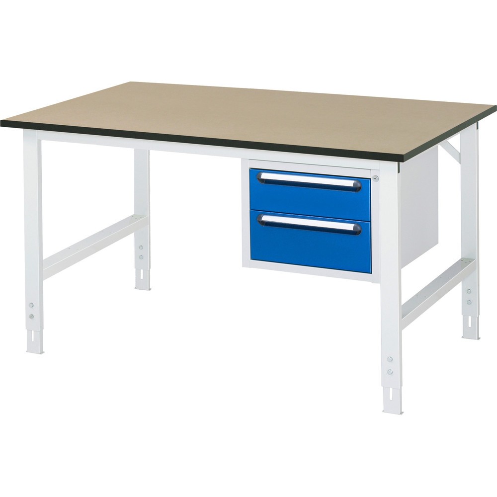 Číslo obrázku produktu 1: Pracovní stůl RAU ve výškově nastavitelném provedení, řada TOM, VxŠxH 760-1080 x 1 500 x 1000 mm, 2 zásuvky, pracovní deska MDF