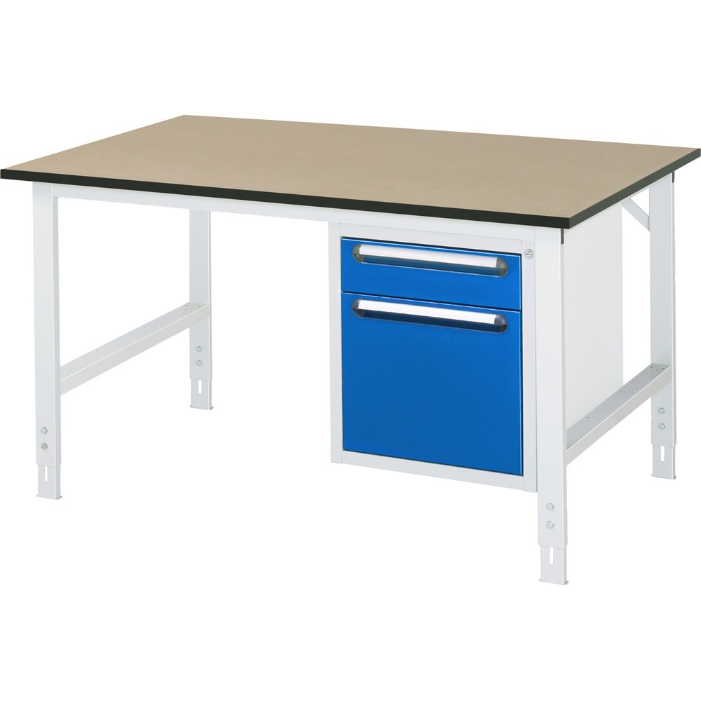 Číslo obrázku produktu 1: Pracovní stůl RAU ve výškově nastavitelném provedení, řada TOM, VxŠxH 760-1080 x 1 500 x 1000 mm, 2 zásuvky, pracovní deska MDF