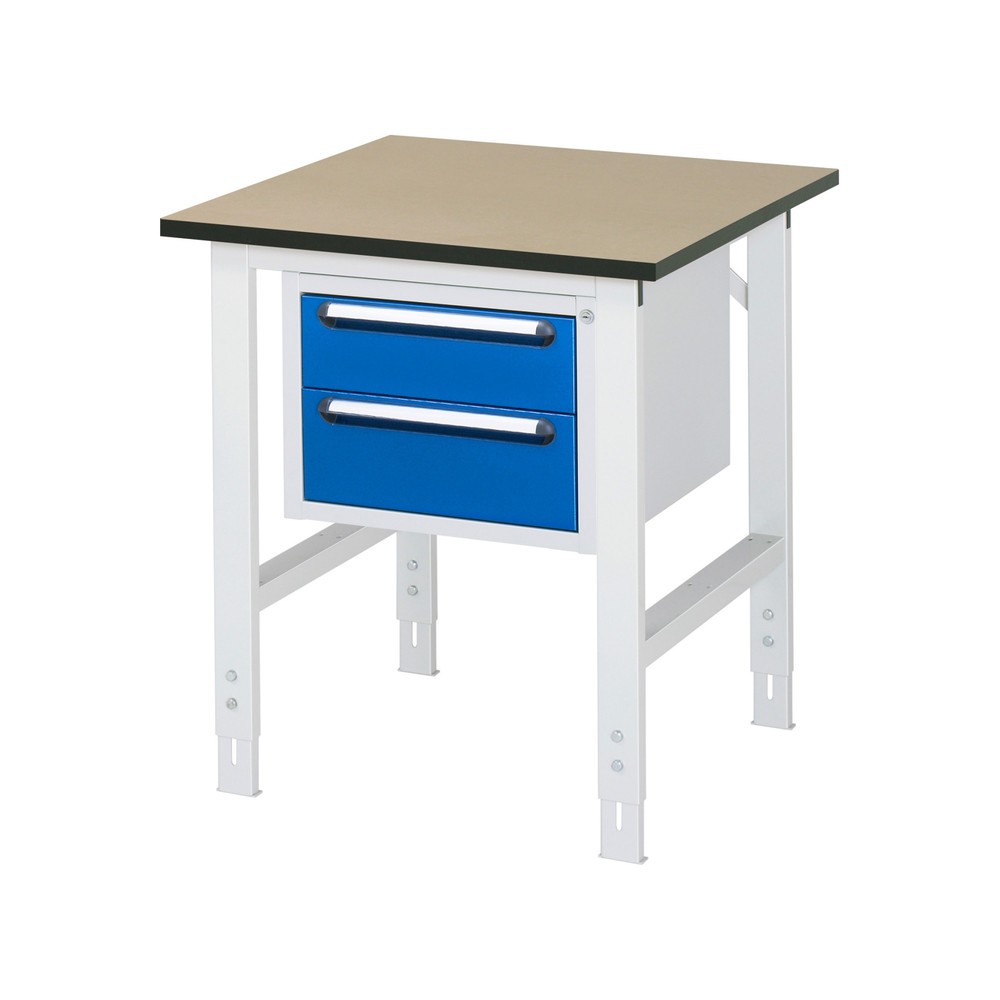 Číslo obrázku produktu 1: Pracovní stůl RAU ve výškově nastavitelném provedení, řada TOM, VxŠxH 760-1080 x 750 x 800 mm, 2 zásuvky, pracovní deska MDF