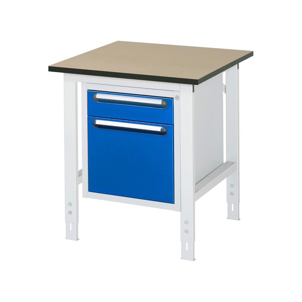 Číslo obrázku produktu 1: Pracovní stůl RAU ve výškově nastavitelném provedení, řada TOM, VxŠxH 760-1080 x 750 x 800 mm, 2 zásuvky, pracovní deska MDF
