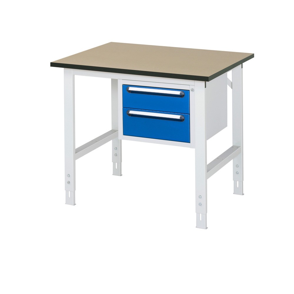 Číslo obrázku produktu 1: Pracovní stůl RAU ve výškově nastavitelném provedení, řada TOM, VxŠxH 760-1080 x 1000 x 800 mm, 2 zásuvky, pracovní deska MDF